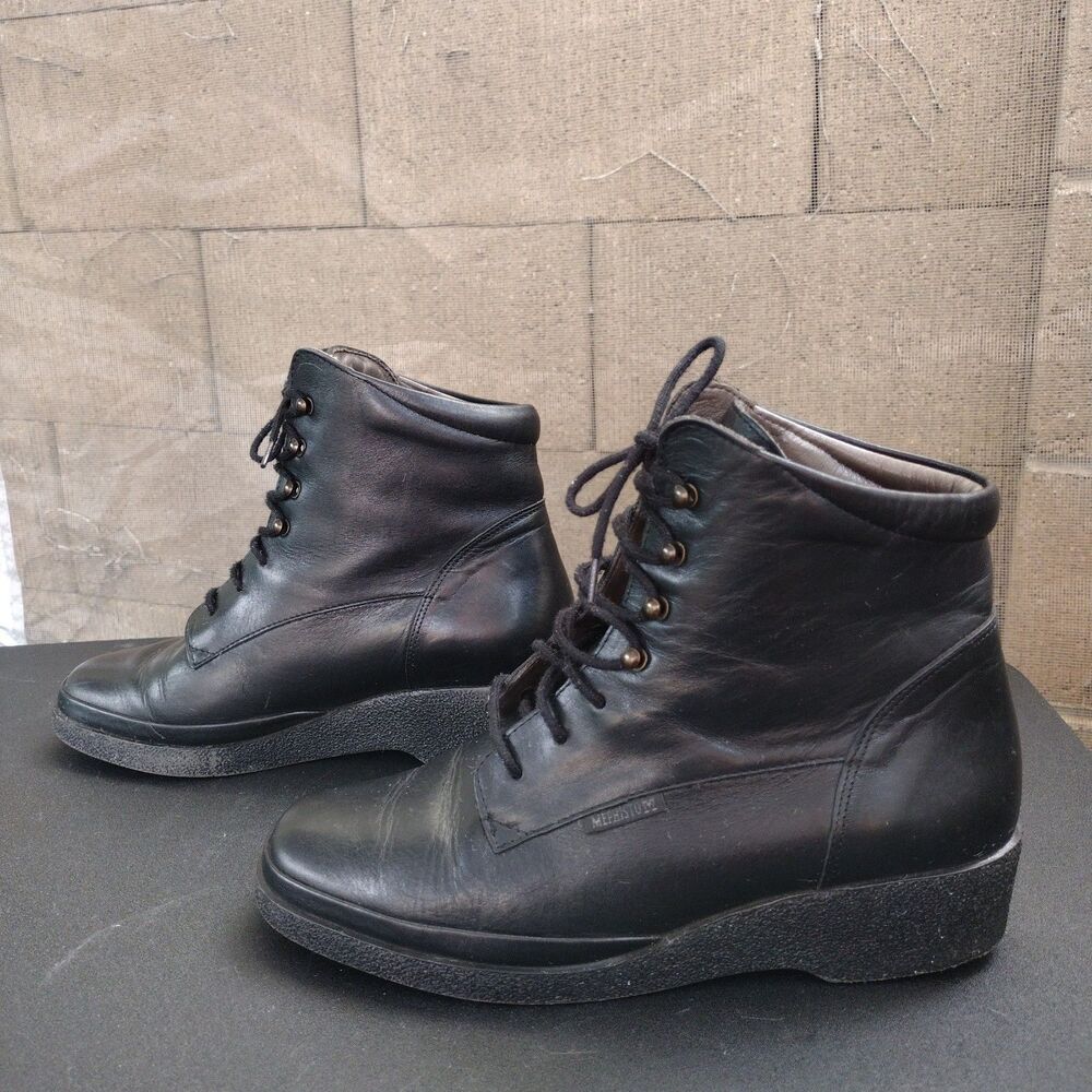 Mephisto Ankle Boot Air Jet Leather Lace Up Womens Size 6.5 Black 9431250051